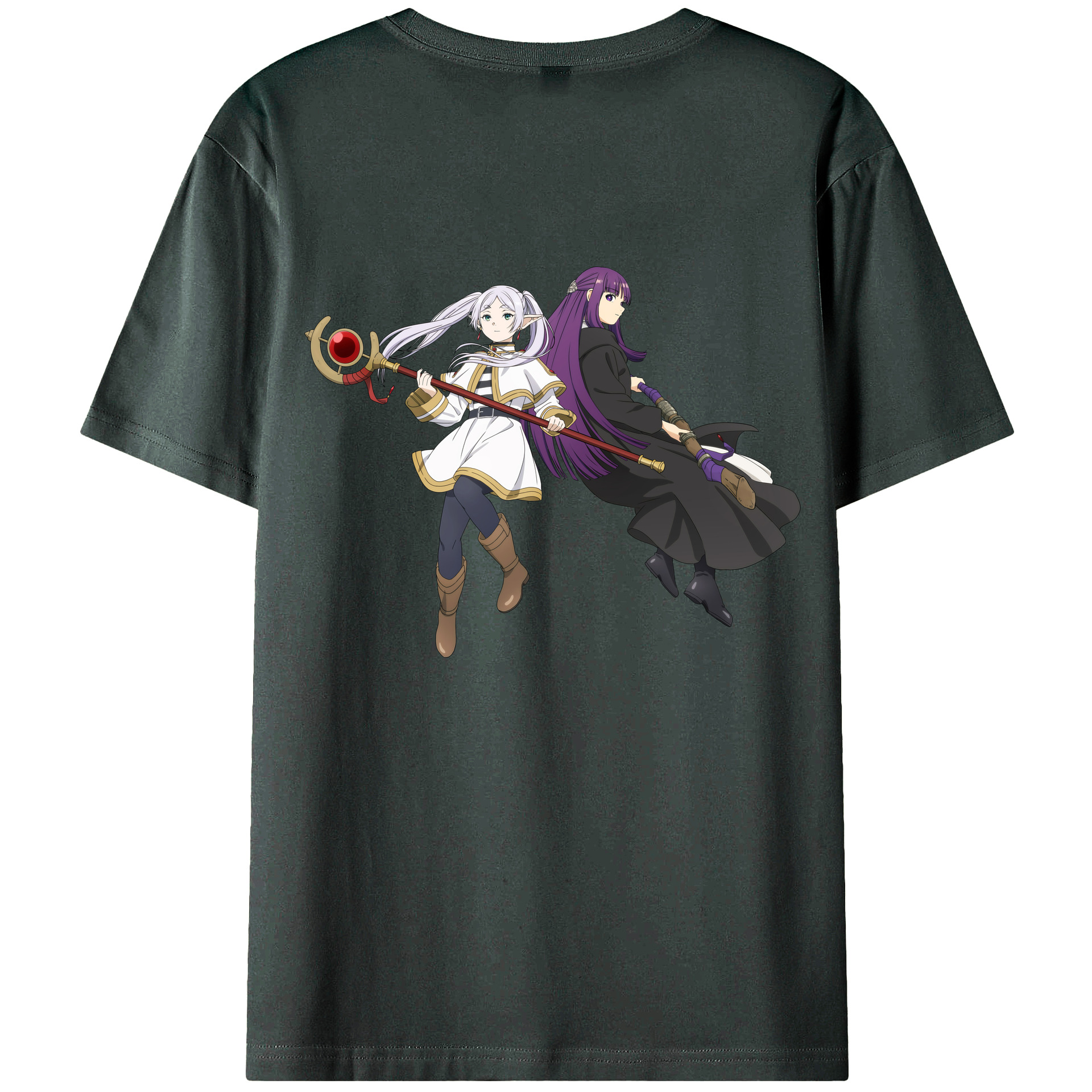 （画像用） 葬送のフリーレン Frieren 綿100％ メンズ半袖Tシャツ（バックプリント） 通気性
